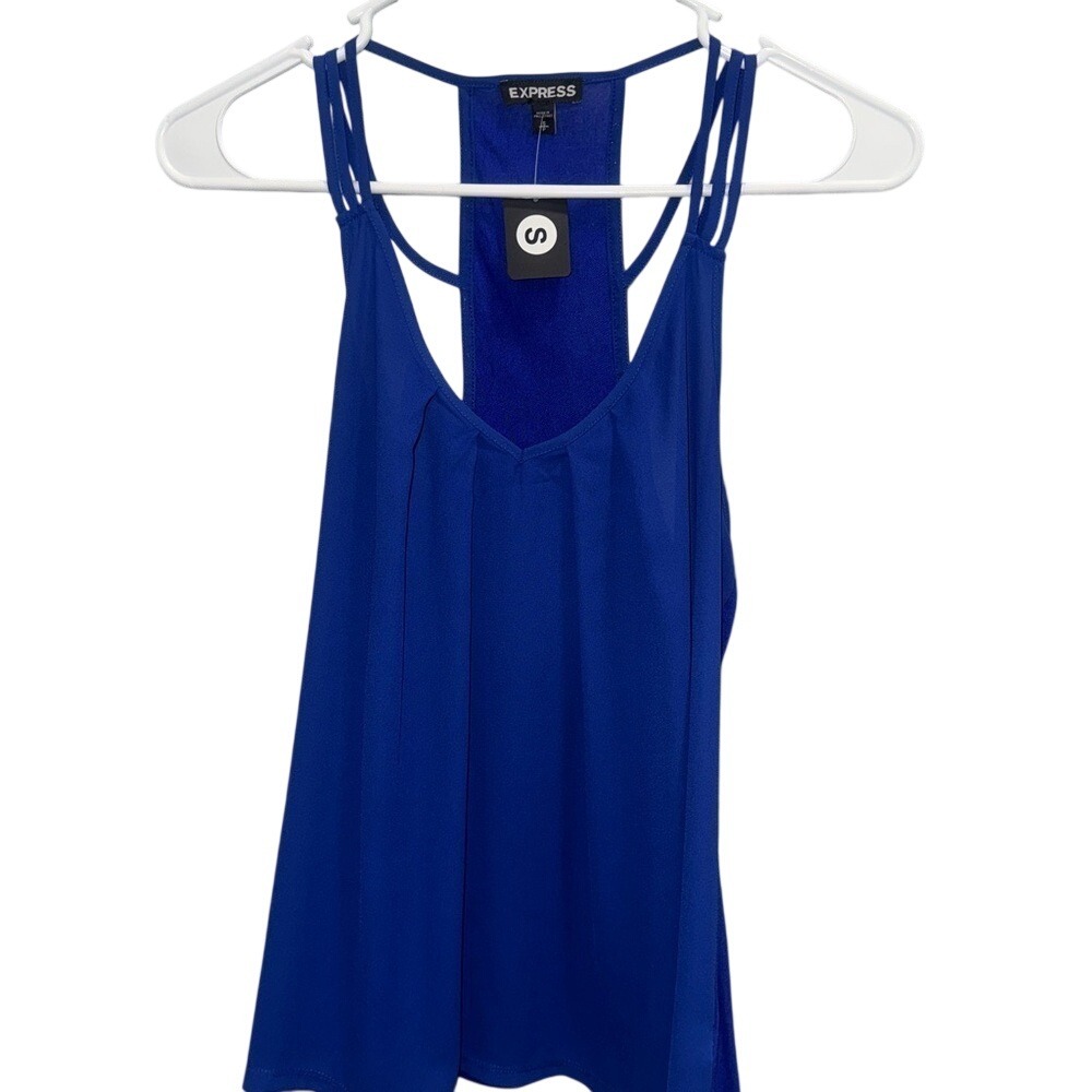 Express Royal Blue Racerback Tank‎ Top Women's Size S Pleated Front